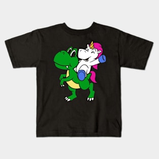 Unicorn Riding Dinosaur Kids T-Shirt